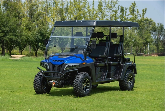 450 Max-Deluxe benzynowy wózek golfowy z sześcioma miejscami z szybą przednią i pokładem