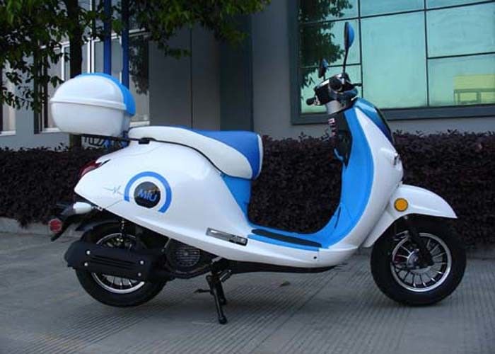 Biały / niebieski skuter Mini Bike 50cc z dwoma lusterkami / tylnym pudłem