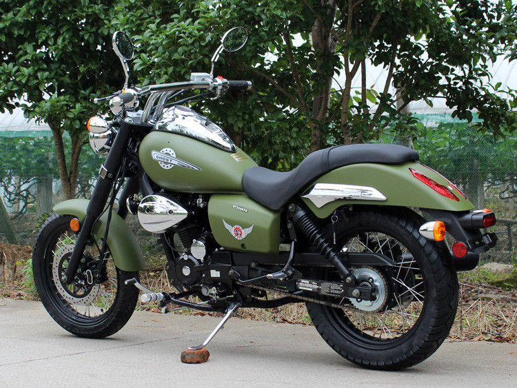 Zieleń wojskowa 250cc Bobber Chopper 90 Km / H Niskie zużycie oleju z 5 ręczną skrzynią biegów