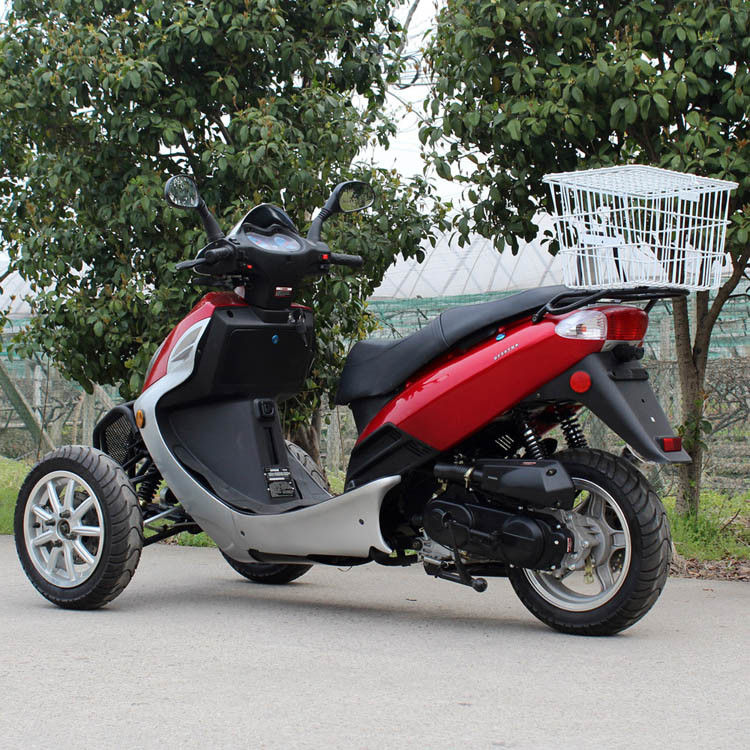 Chłodzony powietrzem 50cc Adult Tri Wheel Motorcycle Single Cylinder 4 suwowy z tyłu pudła