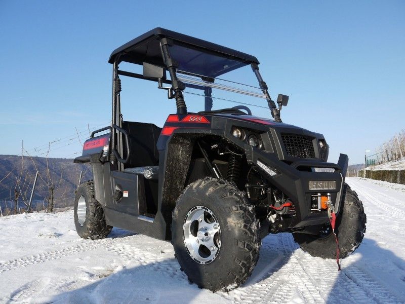 UTV 250 Tiltable Loader Winch Gas Utility Vehicles With Efi - Red, Windsheild i Hak holowniczy